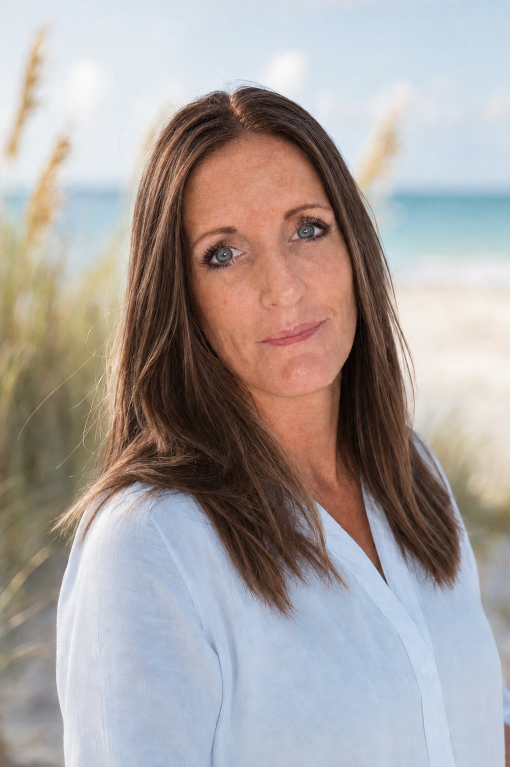 Nichole Irby, founder of Coastal Grace Cleaning, near the Pensacola coast
